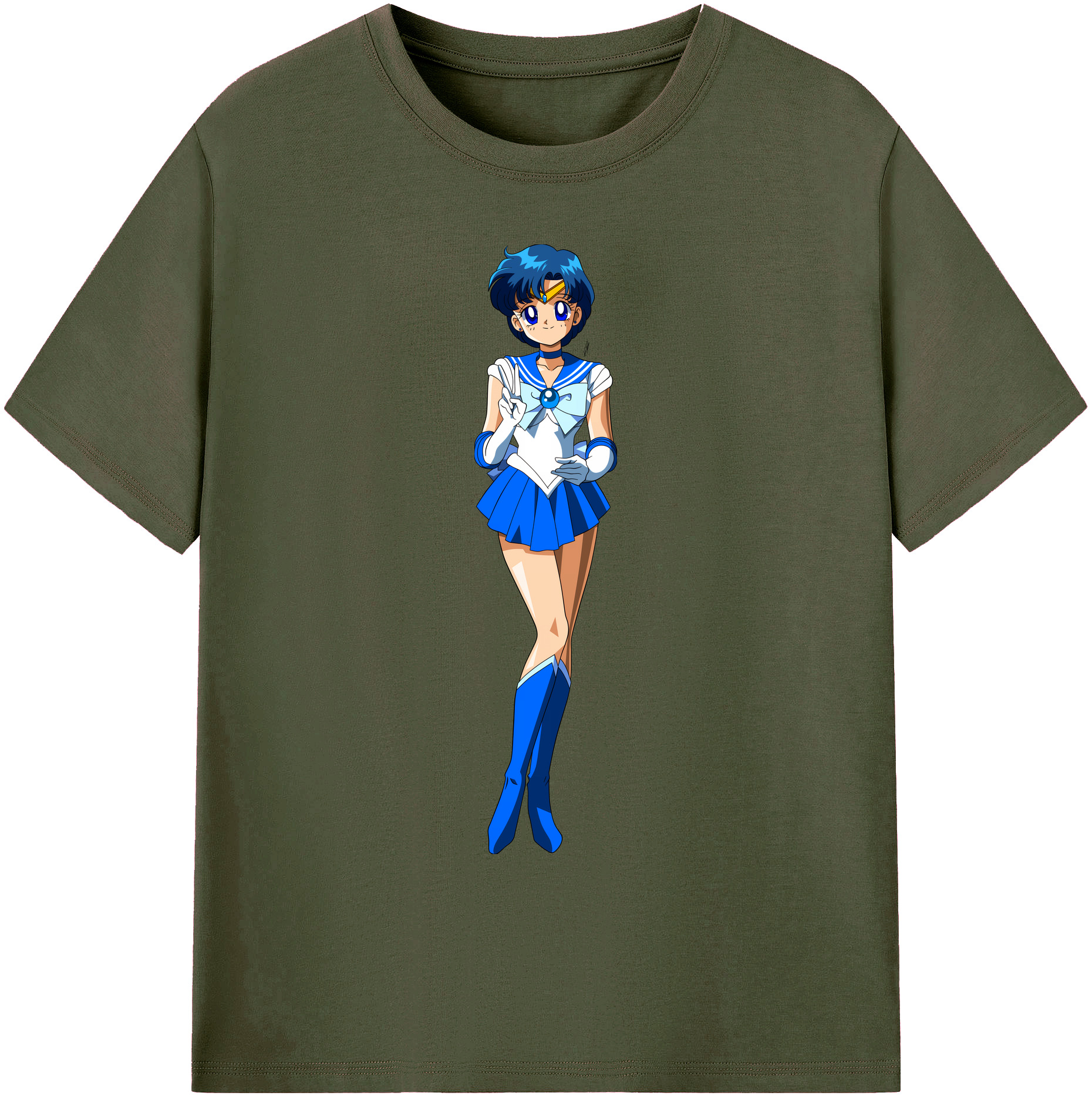 （画像用） 美少女戦士セーラームーン 水野 亜美 みずの あみ Sailor Moon Mizuno Ami 綿100％ メンズ半袖Tシャツ｜肌触りやわらか＆通気性